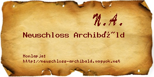 Neuschloss Archibáld névjegykártya